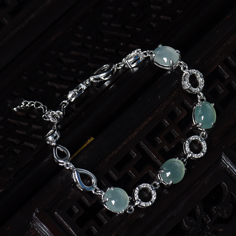 糯冰种晴水翡翠手链-红掌柜