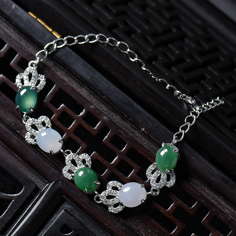 银镶春带彩翡翠手链-红掌柜