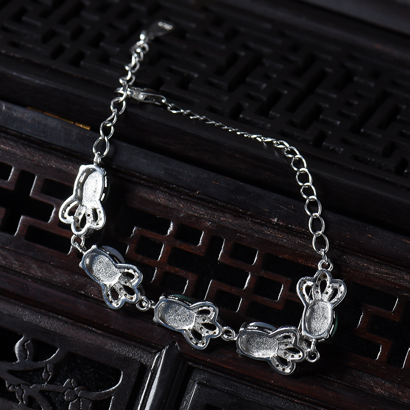 银镶糯冰种翡翠手链-红掌柜