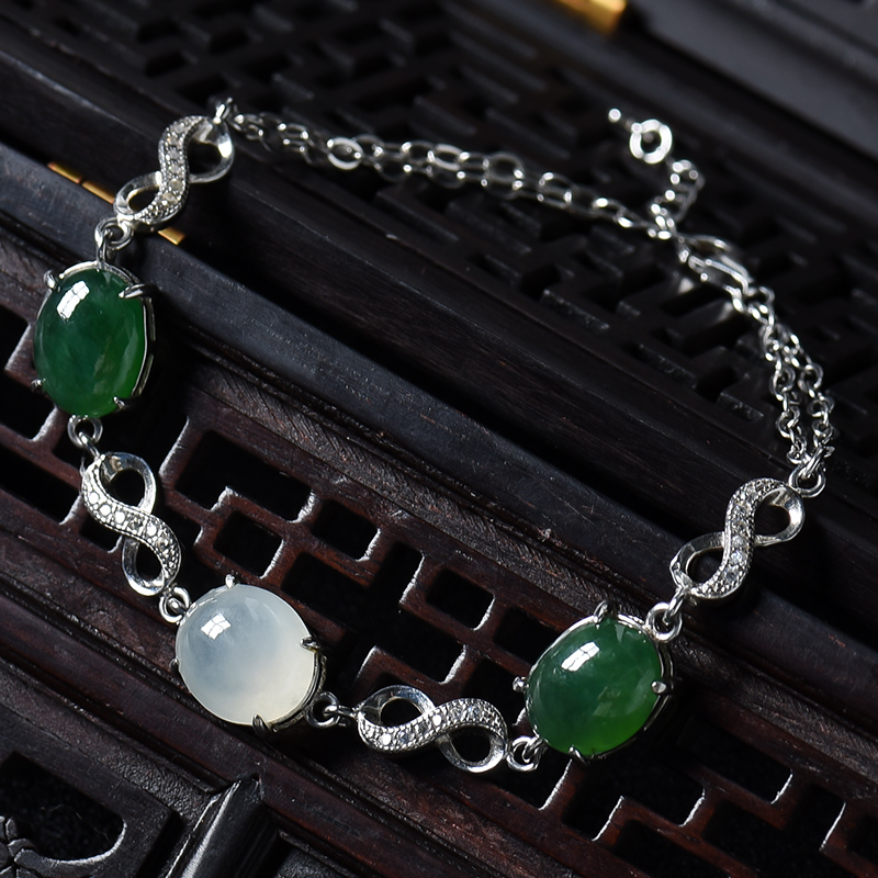 银镶春带彩翡翠手链-红掌柜