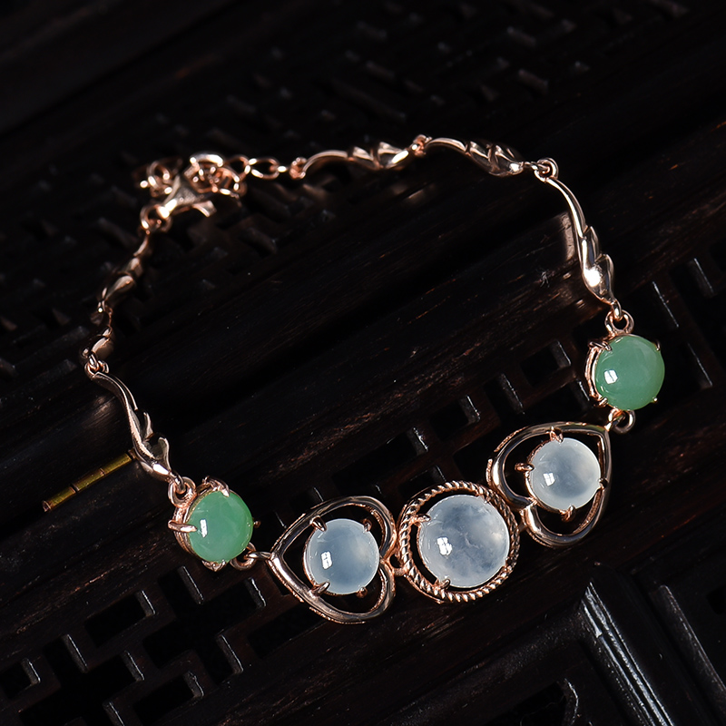 糯冰种双色翡翠手链-红掌柜