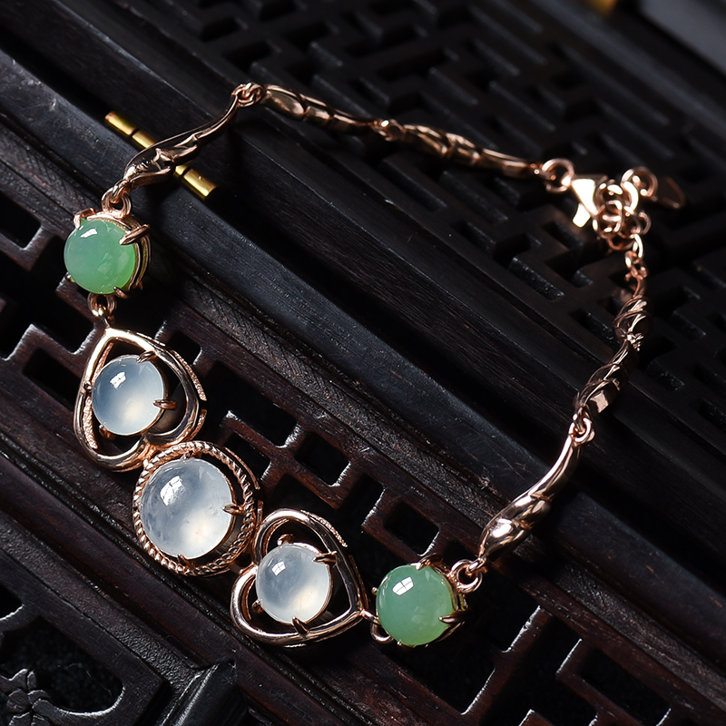 银镶双色翡翠手链-红掌柜