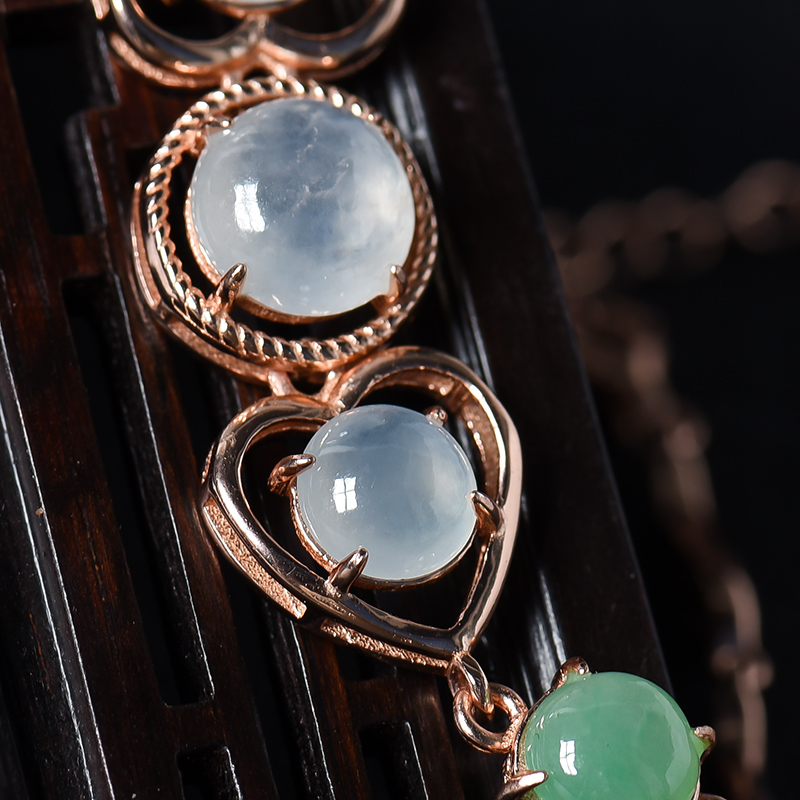 糯冰种双色翡翠手链-红掌柜