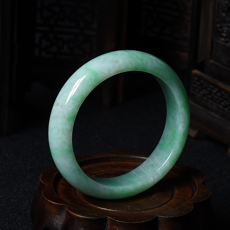 A货天然糯种翠绿翡翠手镯 - 红掌柜
