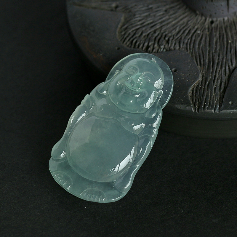 A货天然冰种翡翠逍遥佛吊坠 - 红掌柜