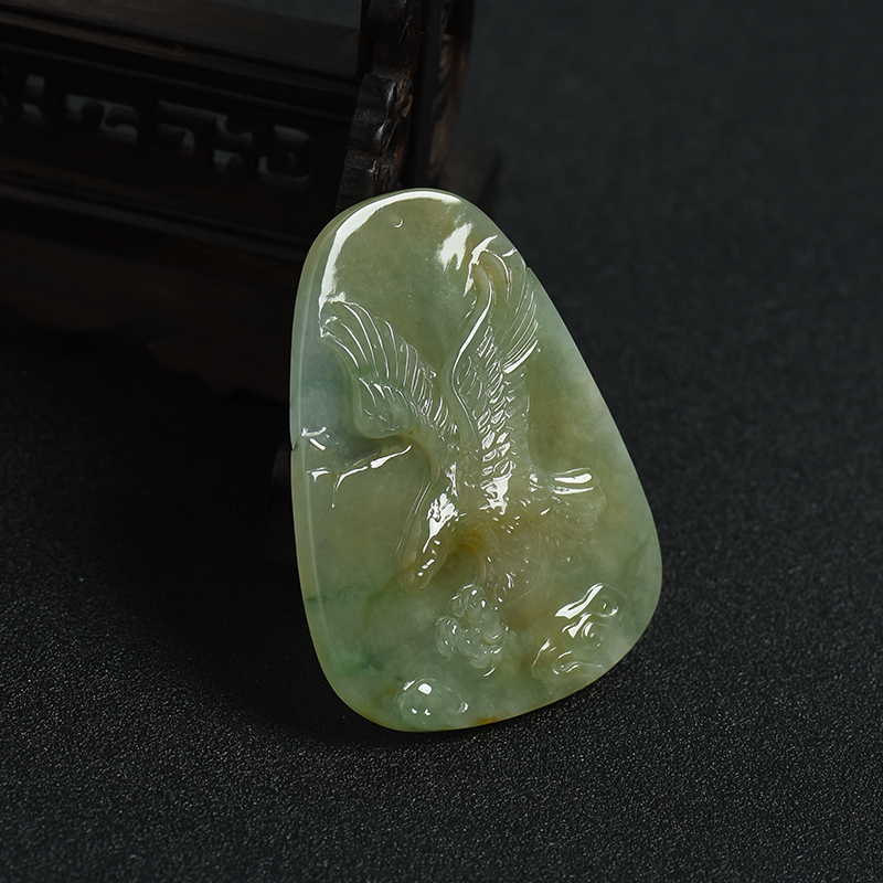 A货天然糯种翡翠大展宏图吊坠 - 红掌柜