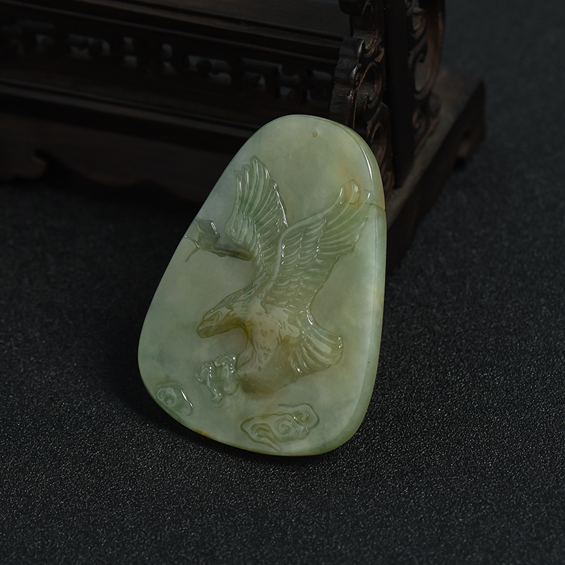 天然糯种翡翠大展宏图吊坠 - 红掌柜