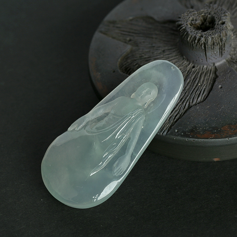 A货天然冰种翡翠罗汉吊坠 - 红掌柜