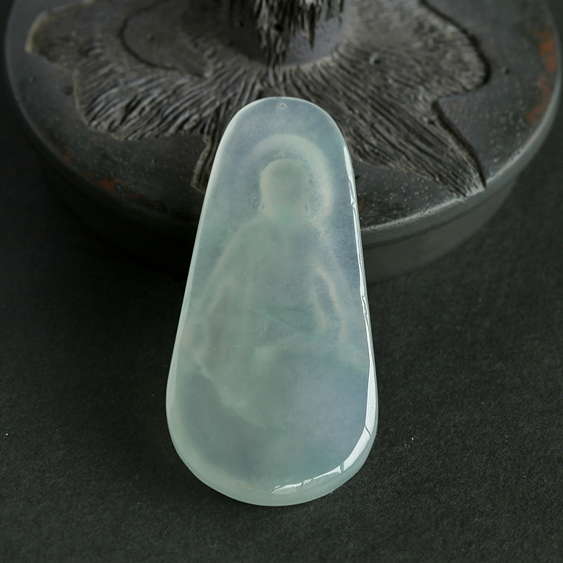 缅甸A货天然冰种翡翠吊坠 - 红掌柜