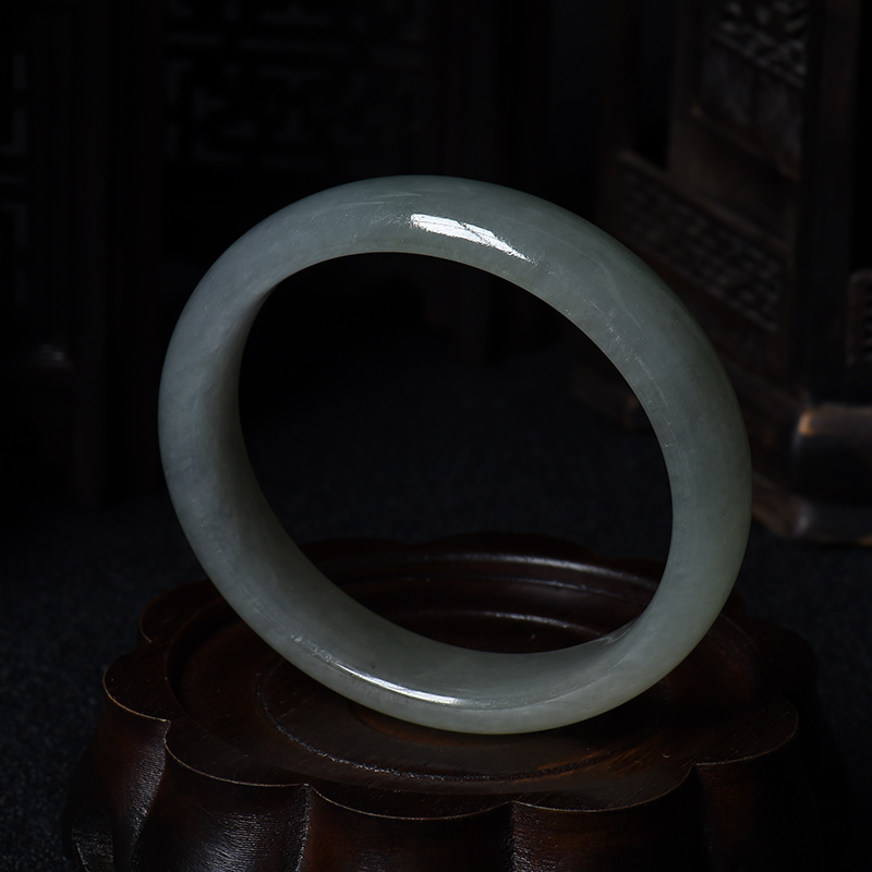 缅甸A货天然糯冰种油青翡翠贵妃镯 - 红掌柜