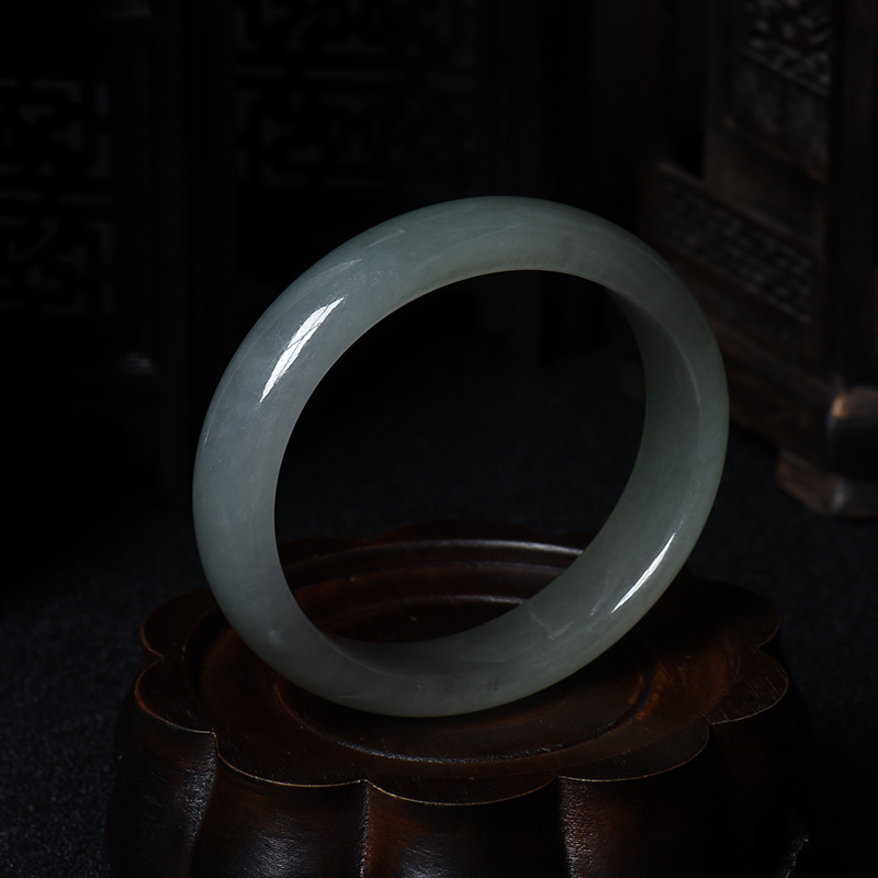 A货天然糯冰种油青翡翠贵妃镯 - 红掌柜