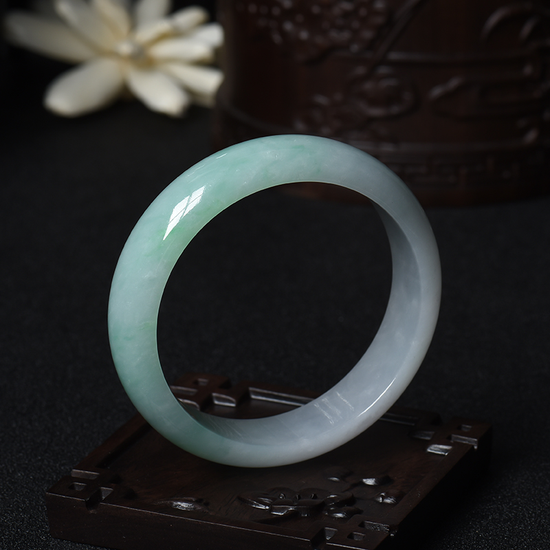 56.3#糯种带翠翡翠手镯-红掌柜