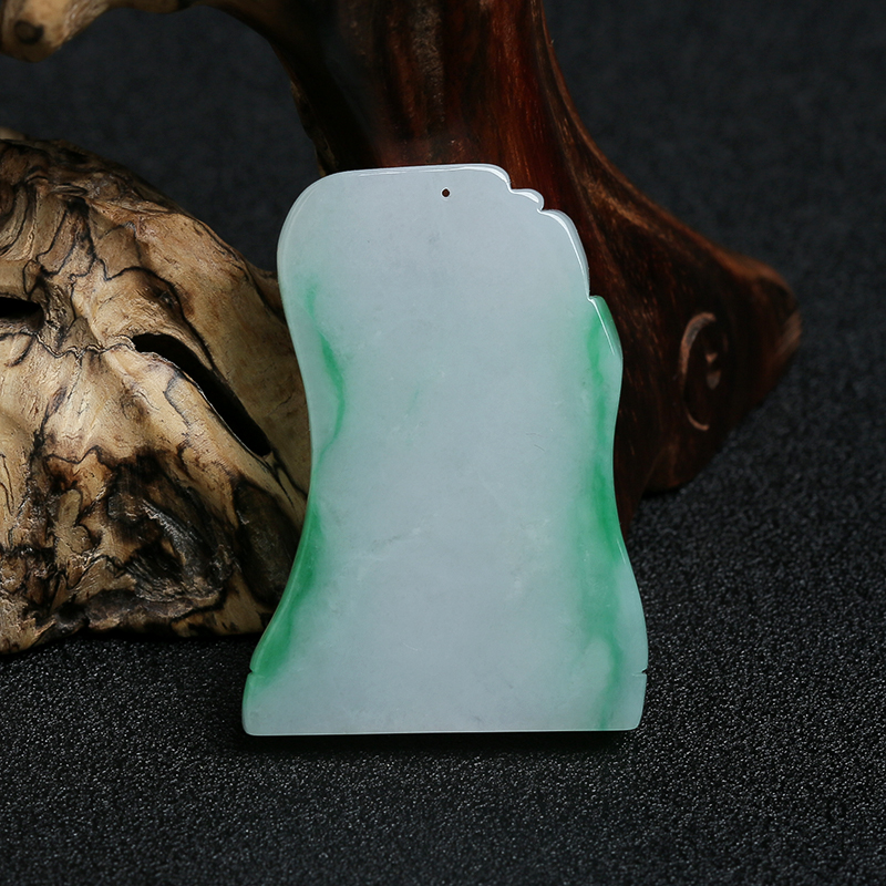 缅甸天然糯种翡翠松鹤延年挂件-红掌柜