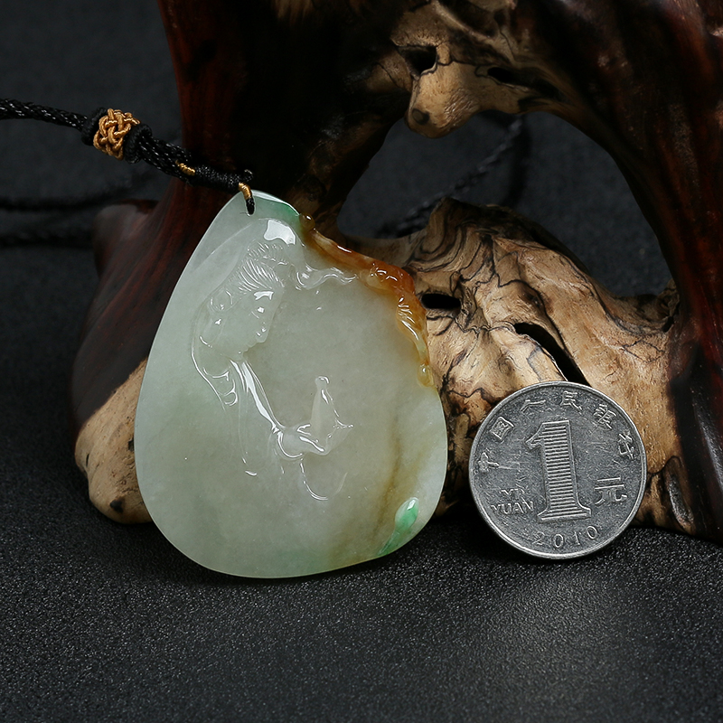 糯种黄加绿翡翠挂件-红掌柜