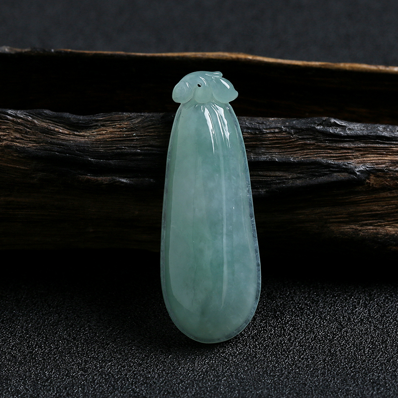 缅甸A货天然冰糯种浅绿翡翠福瓜挂件 - 红掌柜