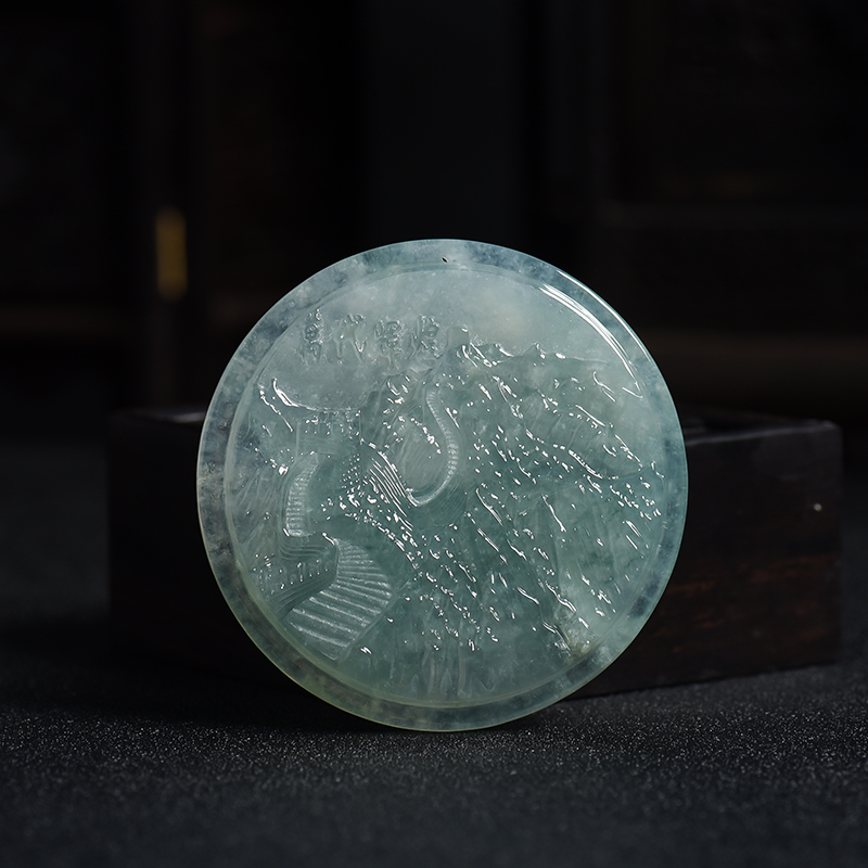 冰种浅绿翡翠万代辉煌吊坠-红掌柜