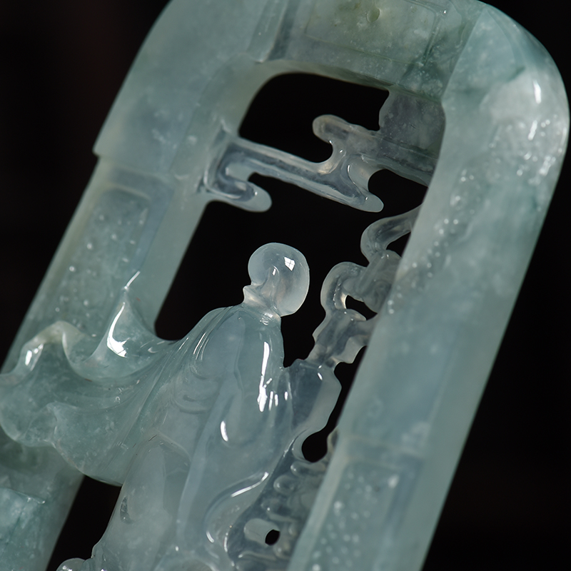 冰种翡翠行者吊坠-红掌柜