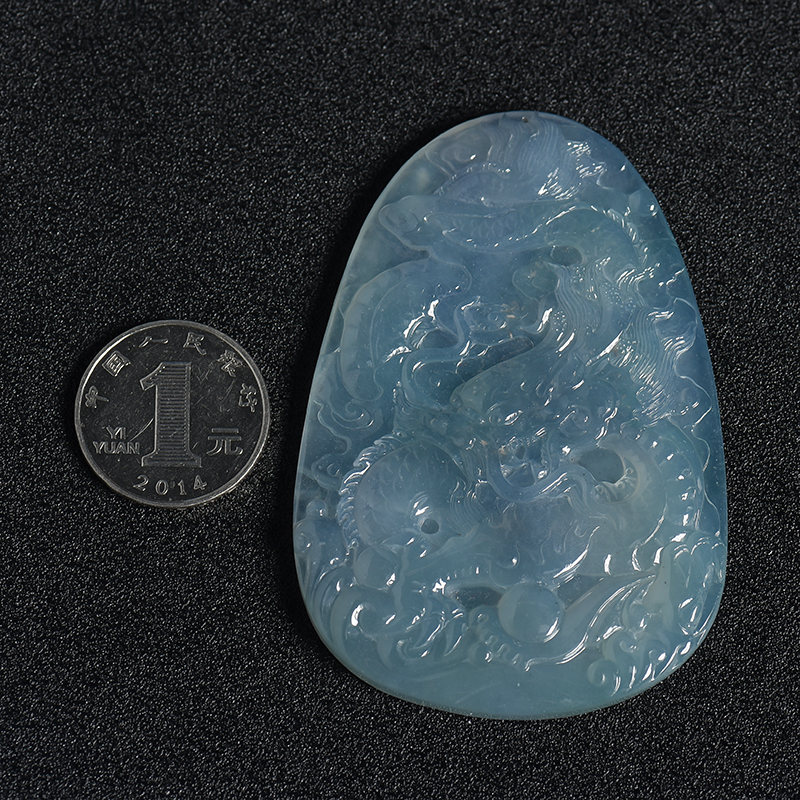 天然翡翠龙牌吊坠-红掌柜