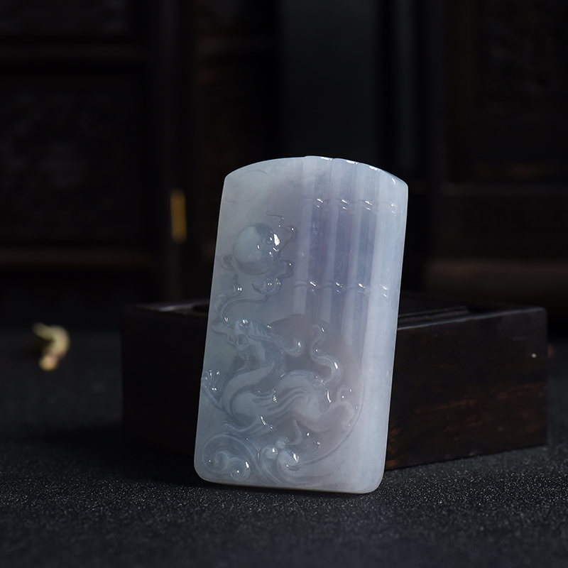 浅紫翡翠麒麟送子吊坠-红掌柜