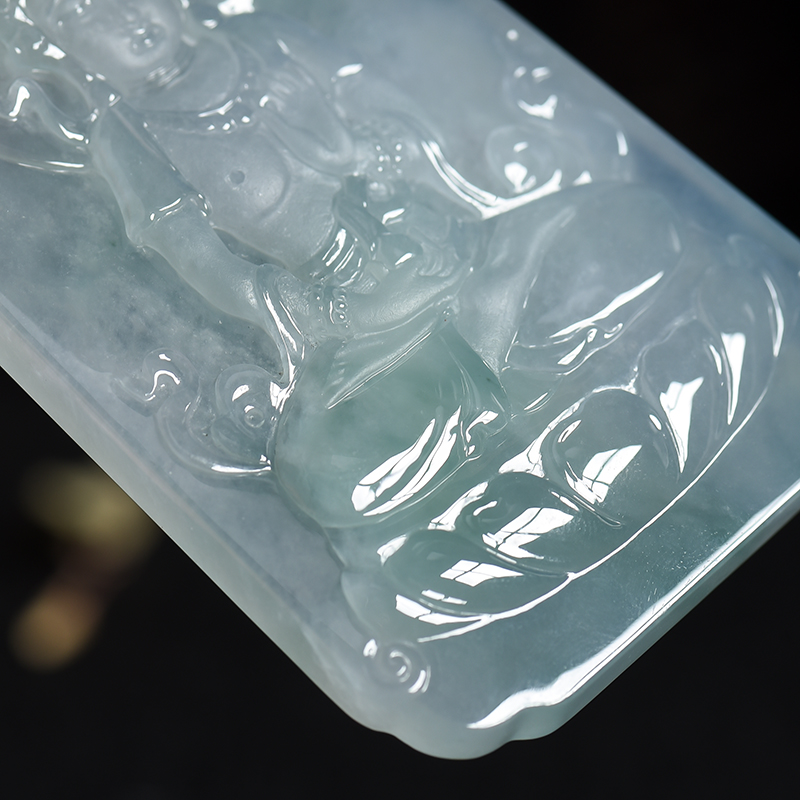 天然翡翠普贤吊牌-红掌柜