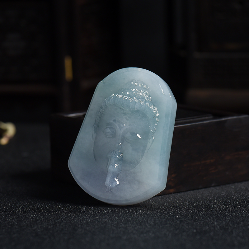 浅紫色翡翠一心向佛吊坠-红掌柜