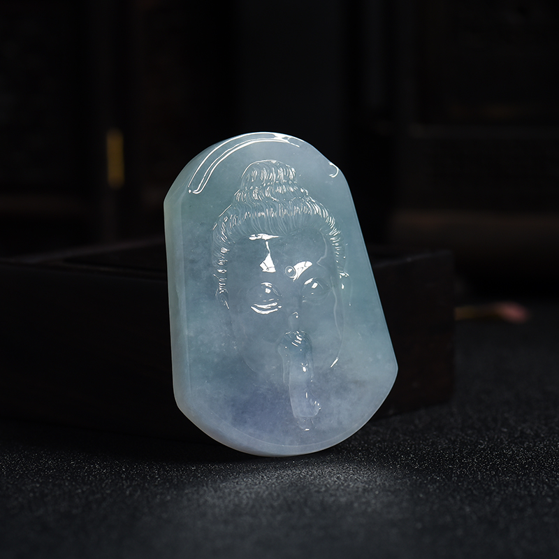 糯冰种浅翡翠一心向佛吊坠-红掌柜