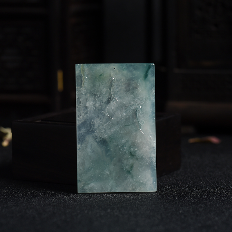 冰种飘花翡翠吊牌-红掌柜