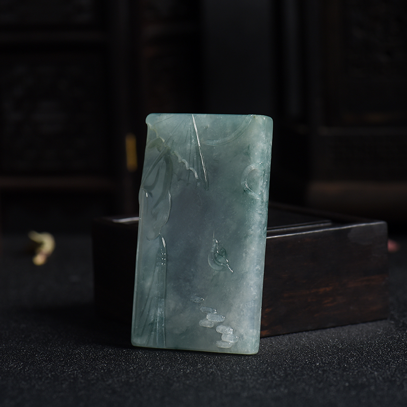 飘花翡翠意境吊牌-红掌柜