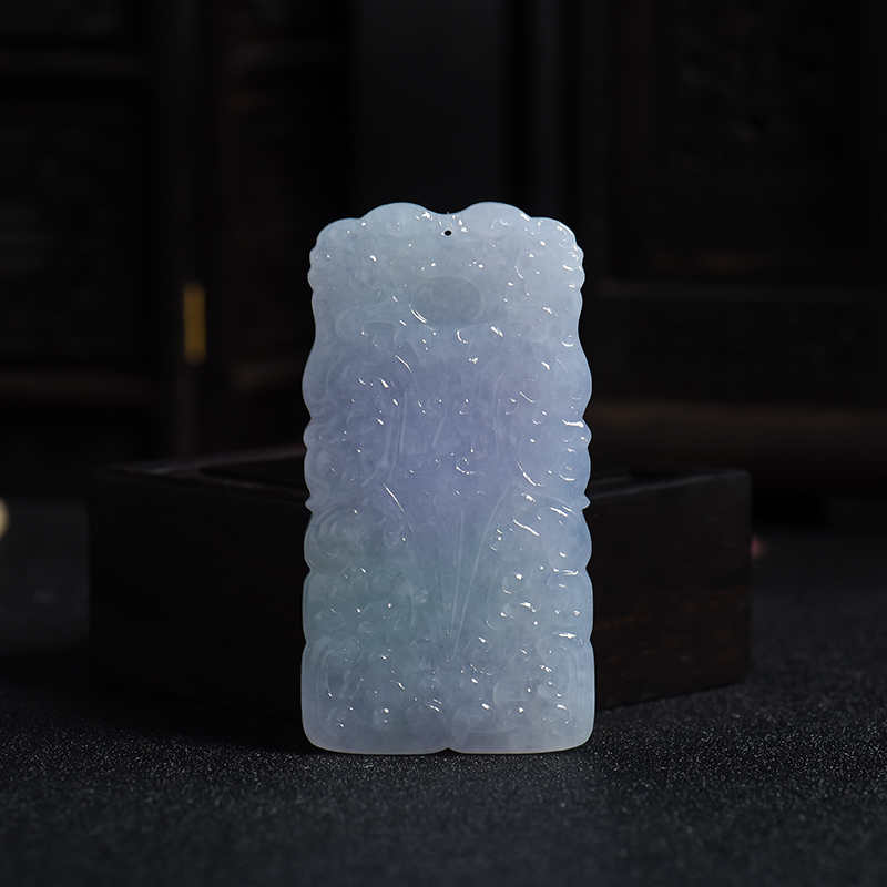 糯冰种紫罗兰飘绿翡翠福在眼前吊牌-红掌柜