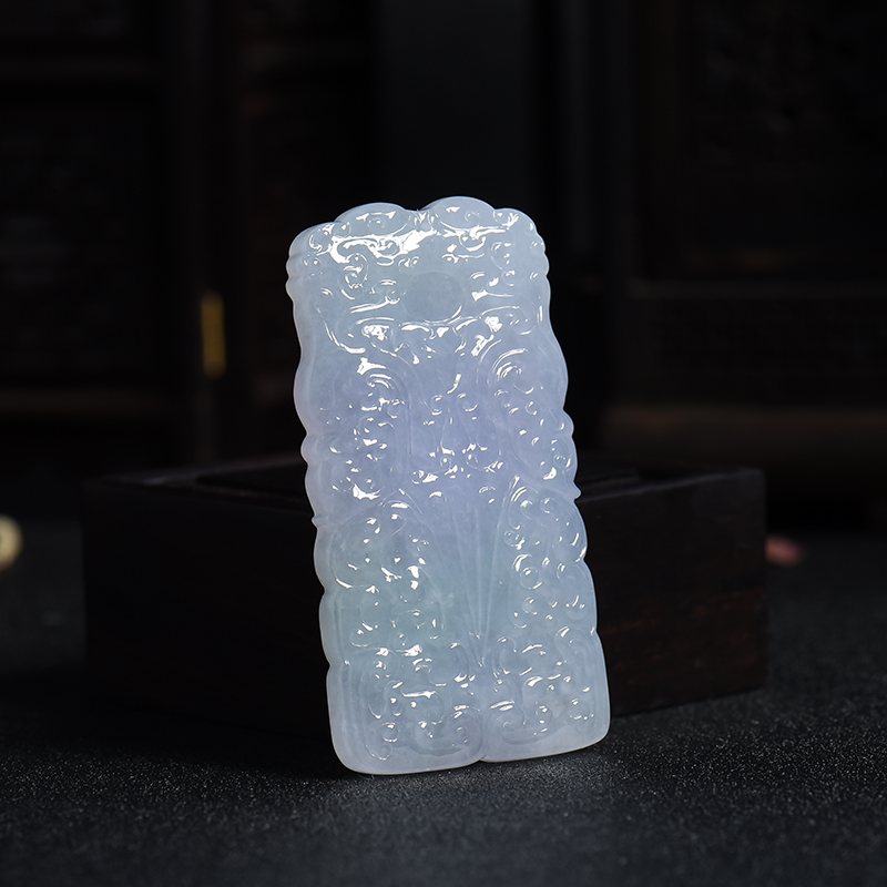 糯冰种紫罗兰翡翠福在眼前吊牌-红掌柜