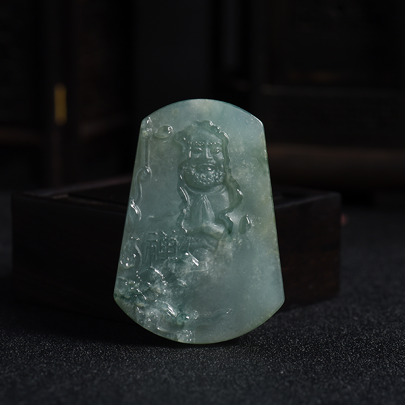 冰种飘花翡翠僧人吊坠-红掌柜