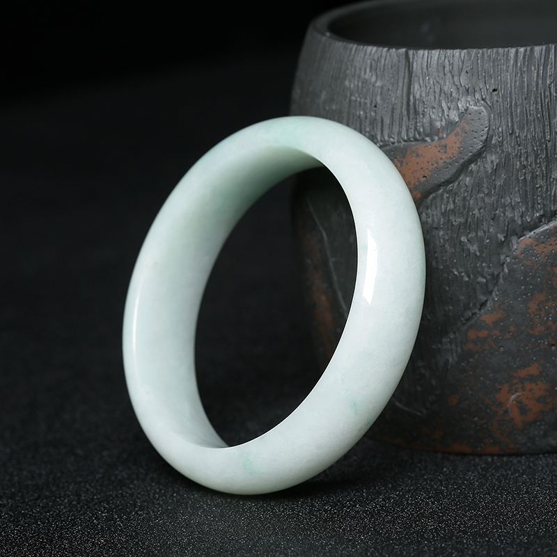 豆种飘花翡翠贵妃镯 - 红掌柜