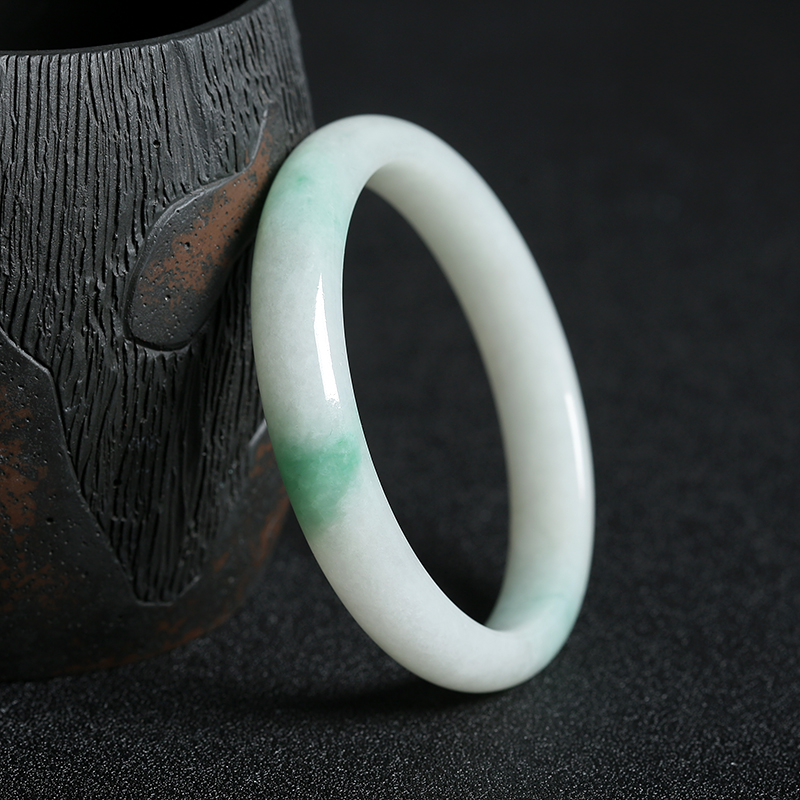 A货天然豆种飘花翡翠贵妃镯 - 红掌柜