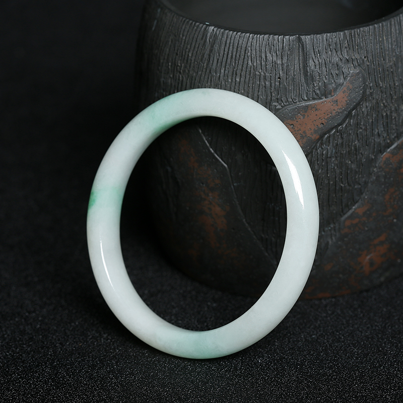 豆种飘花翡翠贵妃镯 - 红掌柜