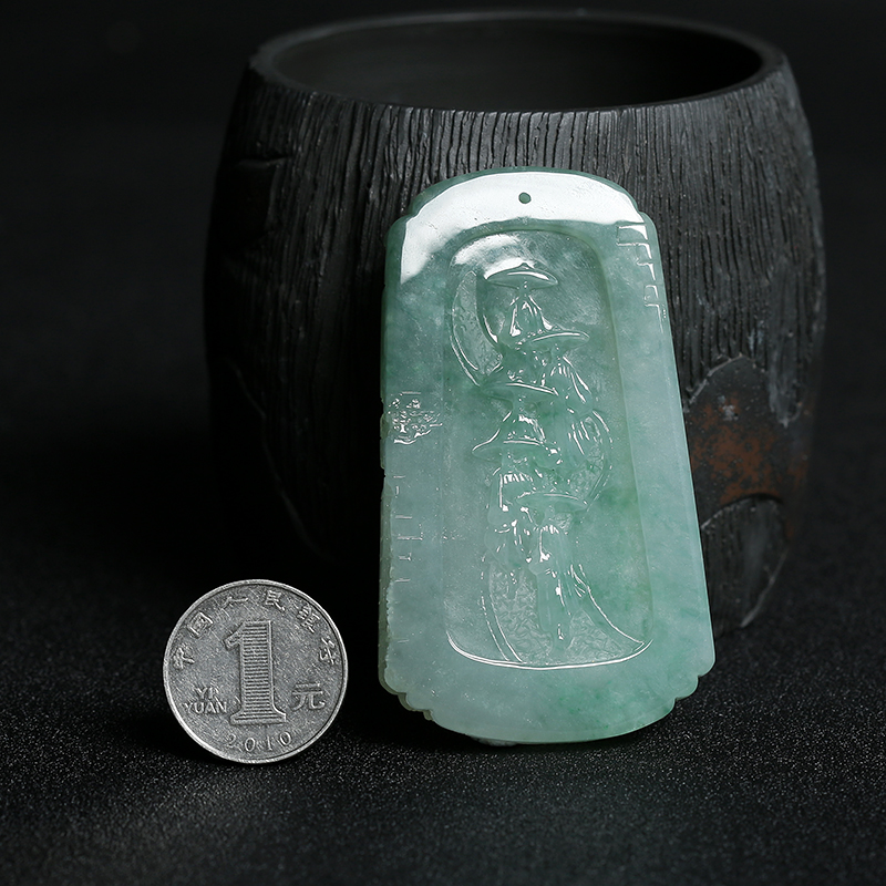 缅甸天然糯种翡翠吊坠 - 红掌柜