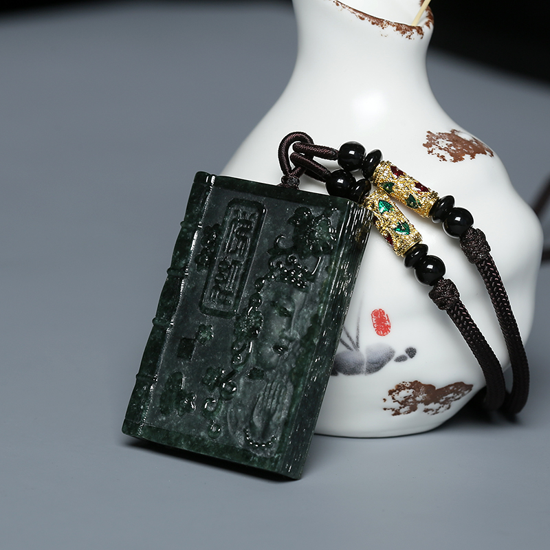 干青种灰绿翡翠大日如来吊坠 - 红掌柜