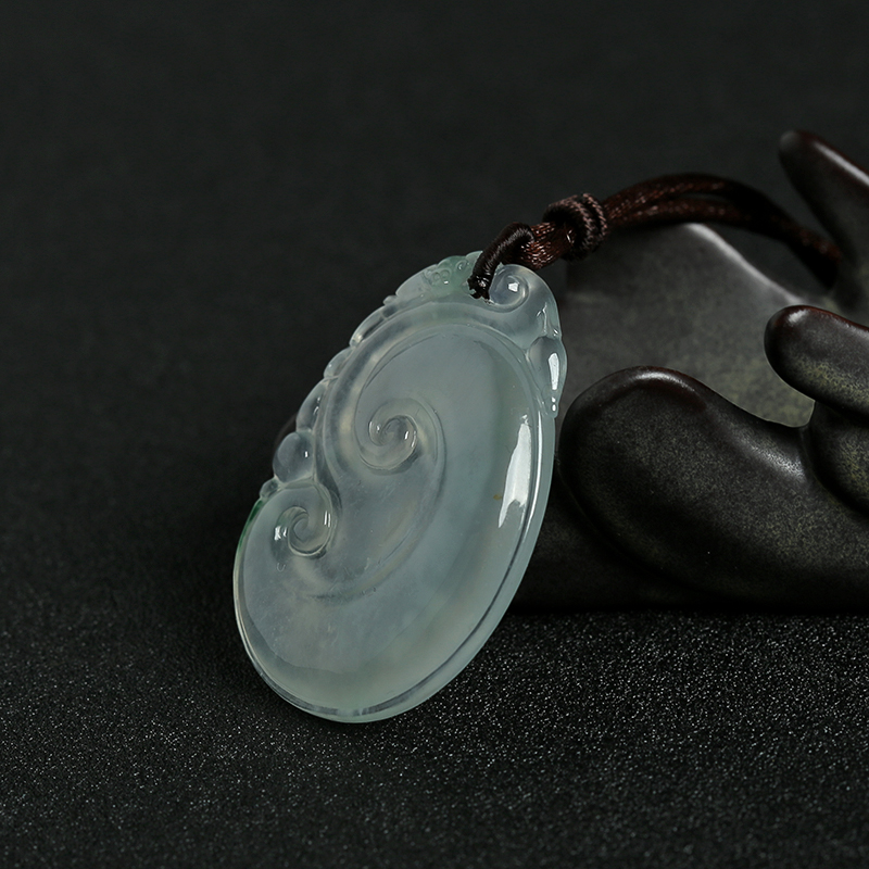 天然糯冰种翡翠如意吊坠 - 红掌柜