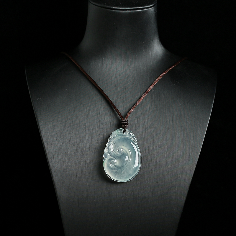 缅甸A货翡翠如意吊坠 - 红掌柜