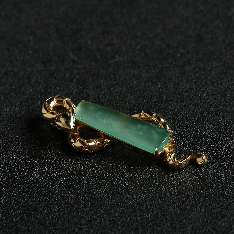 18K金糯冰种晴水翡翠吊坠 - 红掌柜