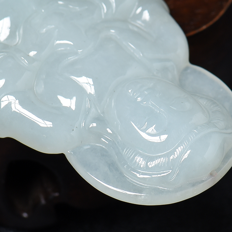 油青飘翠翡翠观音吊坠 - 红掌柜