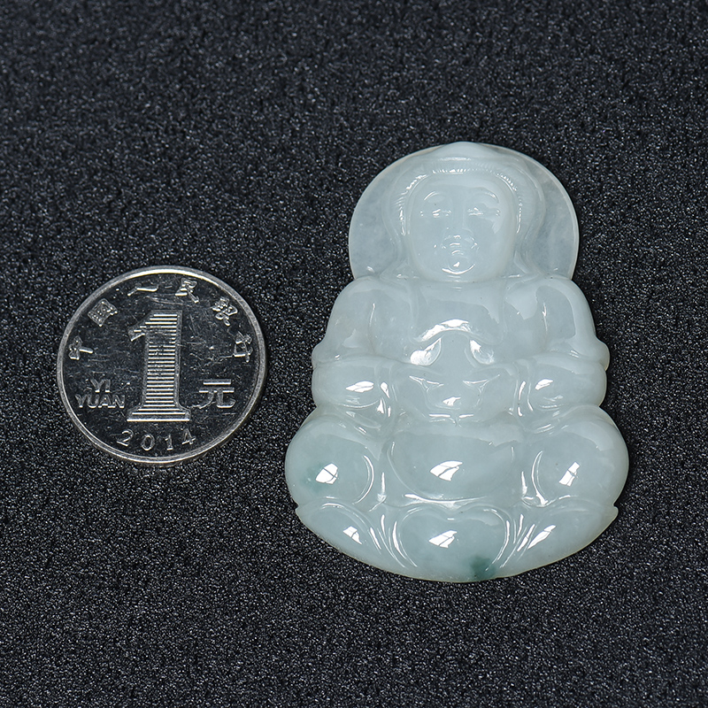 缅甸A货翡翠观音吊坠 - 红掌柜