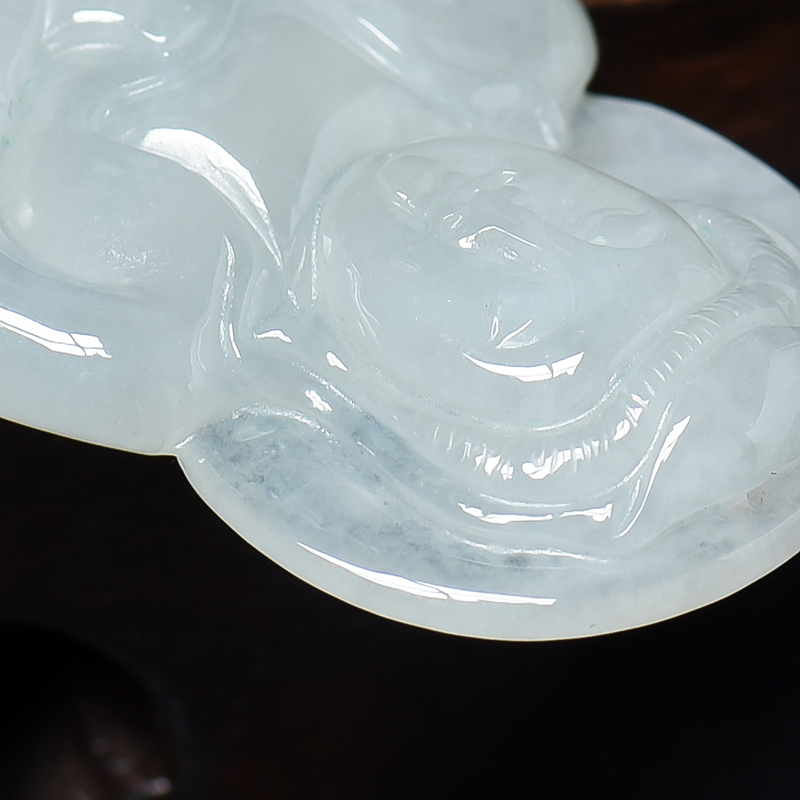 油青飘翠翡翠观音吊坠 - 红掌柜