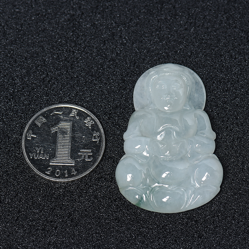 缅甸A货翡翠观音吊坠 - 红掌柜