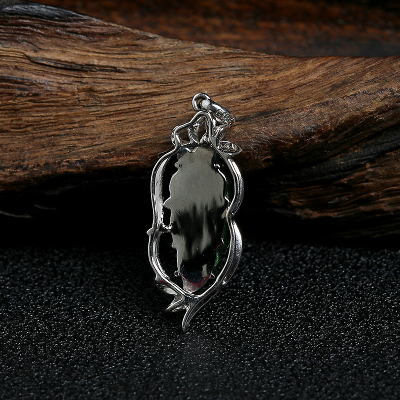 18K金镶糯种满绿翡翠叶子吊坠 - 红掌柜