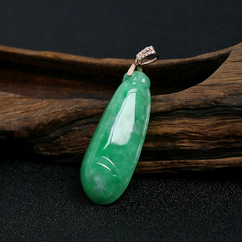 糯种阳绿翡翠福瓜吊坠-红掌柜