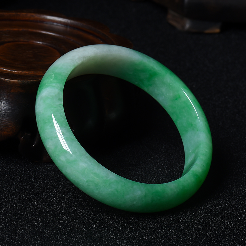 天然糯种翠绿翡翠福镯-红掌柜
