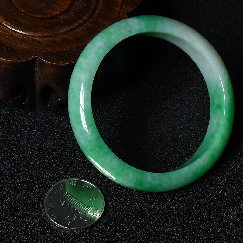 57.5#天然糯种翠绿翡翠福镯-红掌柜