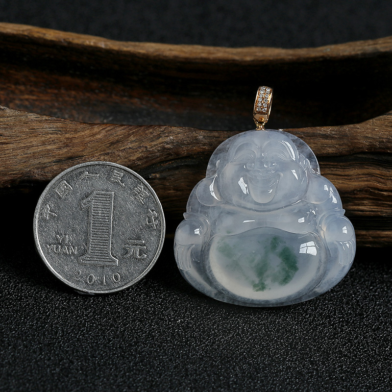 冰糯种飘花翡翠吊坠-红掌柜