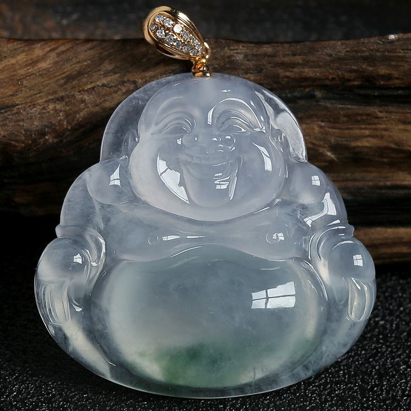 飘花翡翠佛吊坠-红掌柜