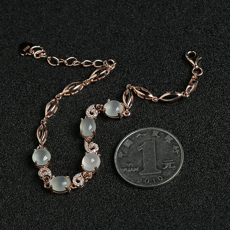 银镶钻冰种晴水翡翠手链-红掌柜